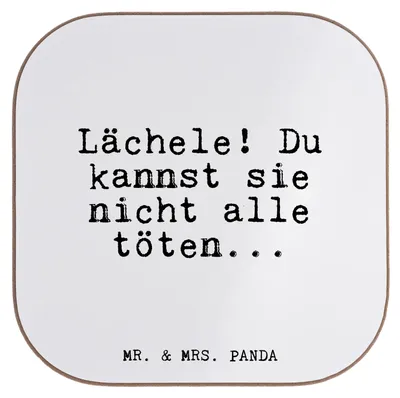 Produktbild von Mr. & Mrs. Panda Tassenuntersetzer Lächele! Du kannst sie... - Weiß - Geschenk, Tischuntersetzer, gläseruntersetzer, Sprüche, Untersetzer für Gläser, Tischschoner