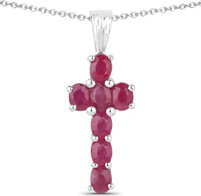 Produktbild von Vira Jewels Anhänger mit Kette 925/- Sterling Silber 45cm weiß Rubin rot 147240001-2