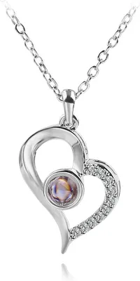 Immagine prodotto di INF Collana con cuore inclinato e iscrizione "I love you" in argento 100 sterling