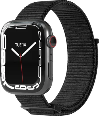 Produktbild von EAZY CASE Apple Watch Armband Nylon 44mm/45mm/49mm verstellbares Ersatzarmband, iWatch Serie, Sportarmband in Schwarz