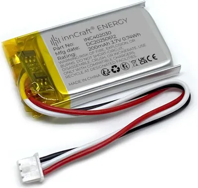 Obrázok produktu pre Lítiovo-polymérová batéria innCraft Energy 200mAh 3,7V, 30x20x4 Model 402030 3P Molex 51021-030 1,25mm konektor