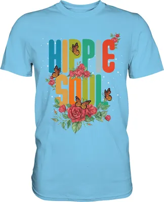 Produktbild von Frauen Hippie Schmetterling T-Shirt – Sky Blue / XXL