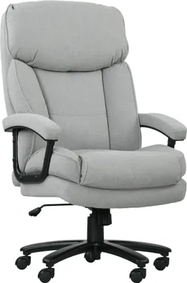 Zdjęcie produktu dla Krzesło biurowe HOMCOM, ergonomiczne krzesło biurkowe z funkcją kołysania, imitacja lnu