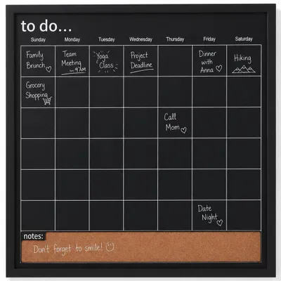 Immagine prodotto di Planning Board Lavagna Settimanale 56x56 cm Pianificazione Settimana Nero