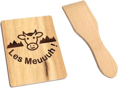 Productafbeelding van Houten Raclette Set voor 4 Personen - 8-delig met Spatels en Planken