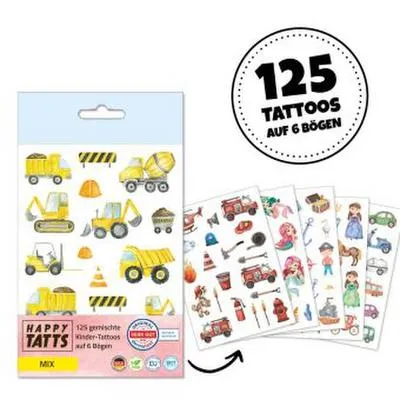 Produktbild von Happy Tatts, Kinder-Tattoos 'Mix' (125 Stk.)