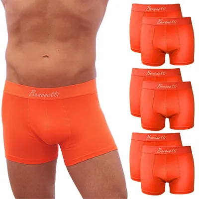 Produktbild von Boxershorts Premium Herren Unterhosen, Männer Unterwäsche aus feiner Baumwolle (6er Set, Orange, L)