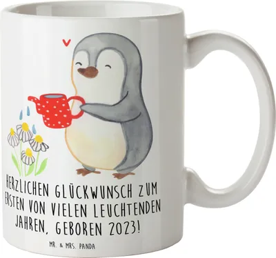 Produktbild von Mr. & Mrs. Panda Tasse 2023 Geburtstag - Weiß - Geschenk, cappuccinotasse, Geburtstagsfeier, Happy Birthday, Kaffeebecher, Pott, Geburtstagsgeschenk, Glückwunsch