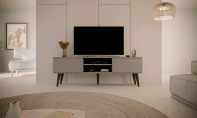 Imagen del producto de Mueble de TV moderno, color gris, 160 cm, estilo escandinavo - Diseño elegante