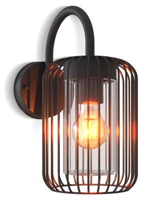 Produktbild von Calex Rome Wandleuchte, Lichtsensor, spritzwasserdicht, ohne E27, Schwarz