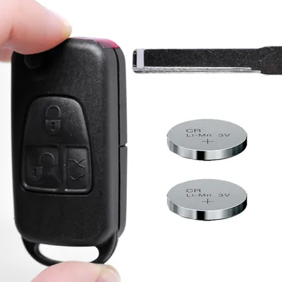 Produktbild von Klapp Schlüssel Gehäuse Funkschlüssel Fernbedienung Autoschlüssel 3 Tasten HU44 + Batterie kompatibel mit Mercedes Benz