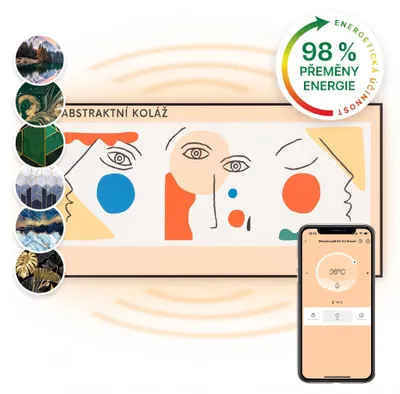 Obrázek produktu pro Klarstein Infračervený ohřívač s obrazovým potiskem, 700 W infračervený ohřívač s termostatem & IoT/WiFi, infračervený zářič pro montáž na stěnu/strop, s detekcí otevřeného okna, infračervené vytápění bez produkce CO2, pro koupelny