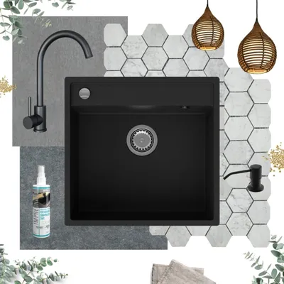 Produktbild von GRANMASTER Magma Granitspülbecken Komplett-Set Schwarzer Edelstahl-Armatur, Siphon, Seifenspender, Imprägniermittel – 1-komoriger Spülbecken kratzfest