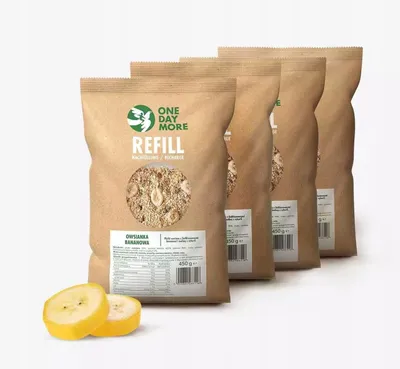 Produktbild von OneDayMore | Bananen Porridge Refill 4x450g | Ohne Zuckerzusatz mit Haferflocken und Inulin