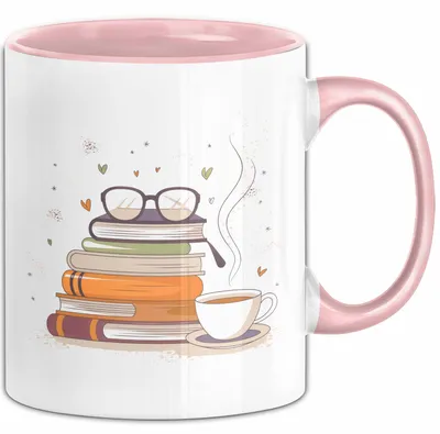 Produktbild von Bücherwurm Tasse Geschenk Lustige Geschenkidee Spruch Für Lese Liebhaber (Rosa)