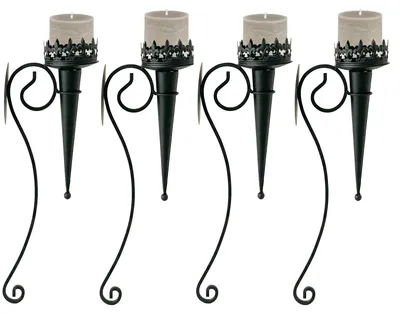 Productafbeelding van 4 x Wandkaarsenhouder, wandlamp, kaarsenhouder, fakkellamp voor stompkaarsen, metaal