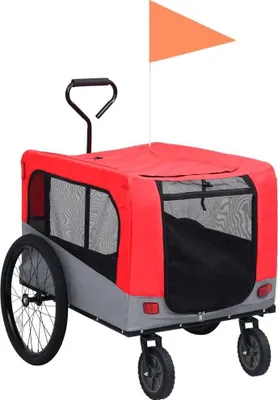 Obrázok produktu pre Vozík pre domáce zvieratá na bicykel/beh 2-v-1, červeno sivý