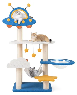 Productafbeelding van Krabpaal - Kattenboom - Krabmeubel - Kattenhuis - Krabton - 124 cm Hoog - Fiberboard & Sisal