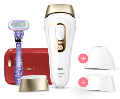 Obrázok produktu pre Braun Silk-expert Pro Silk·expert Pro 5 PL5267, IPL, Zlato, Biela, Spojené kráľovstvo, NE PAS UTILISER sur :- le cuir chevelu, les sourcils et autour des yeux. Utiliser l’appareil..., AC, 100 - 240 V