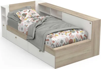 Produktbild von Bett Liva 90 x 190/200 cm-Kronberg Eiche/Mattweiß