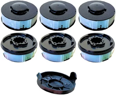 Produktbild von 6 Ersatzspulen für Rasentrimmer + 1 Spulenkappe, passend für Elektro-Rasentrimmer GLR GLT 450 451 452 453 454 455 456 457 458 459 & GLR 450/1 bis 450/9