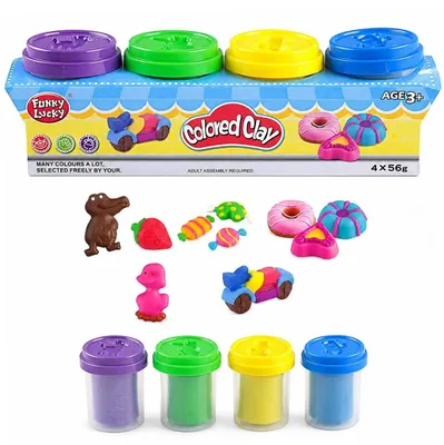 Zdjęcie produktu dla Ciastolina Masa Plastyczna 4 Tuby Kolory Zestaw
