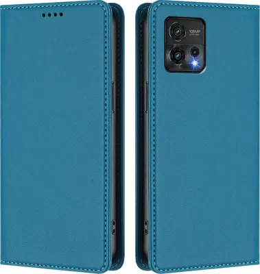 Produktbild von Handyhülle für Motorola Moto G72, Kunstleder Klapphülle Stoßfeste Magnetische Hülle mit Ständer Blau