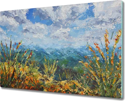 Produktbild von Coloray Küchenbrett Kochplattenabdeckung Hackbrett Schneidebrett Herdabdeckplatte 80x52 cm - Wolken Berge