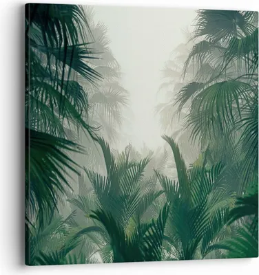 Produktbild von Bild auf Leinwand - Leinwandbild - Einteilig - Dschungel Blätter Palmen - 40x40cm - Wand Bild - Wanddeko - Wandbilder - Leinwanddruck - Bilder - Wanddekoration - Leinwand bilder - AC40x40-4504