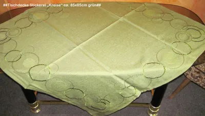 Produktbild von Tischdecke 419 M - Kreise mit Stickerei - Grün, ca. 85 x 85 cm
