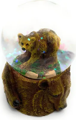 Produktbild von Onwomania Braunbär Bär Grizzly Höhe 6,5cm Schneekugel Glitzerkugel Kugel schütteln mehrfarbig