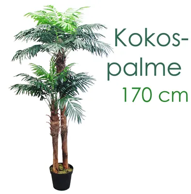 Immagine prodotto di Palmizio Palma Cocco Pianta Albero Artificiale 170cm Legno Naturale Decovego