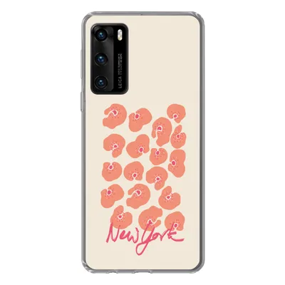 Produktbild von MuchoWow® Handyhülle Schutzhülle Hülle für Huawei P40 Blume - Abstrakt - New York Silikon Softcase Handy Hülle - Handytasche