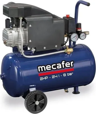 Image de Compresseur MECAFER 425793, 24 L, 2 HP, 8 bar, Bleu