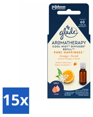 Obrázok produktu pre 15 kusov náplní do difuzéra Glade Aromatherapy Pure Happiness – citrus a neroli – 17,4 ml – výhodný balík
