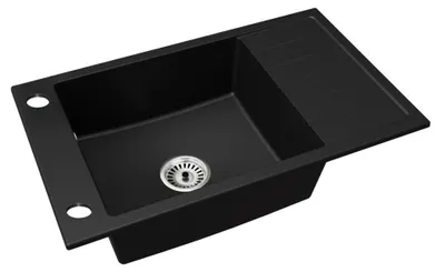 Obrázek produktu pro Kondela Granitový kuchyňský dřez se sifonem Lusin 79,5x48 cm - černá