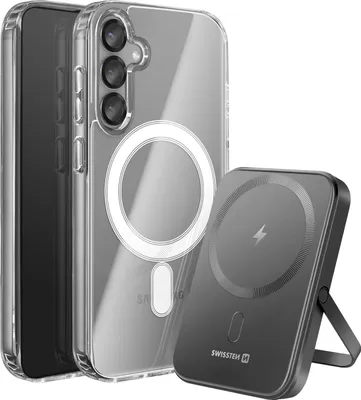 Zdjęcie produktu dla Swissten, MagSafe Bundle Galaxy S25+ etui + 5000 mAh powerbank, przezroczysty