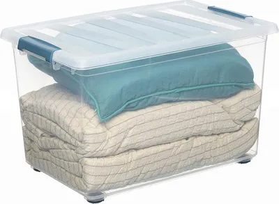 Obrázok produktu pre Priehľadný 57l box Katla s kolieskami a ergonomickými rukoväťami 59x39x36,5cm