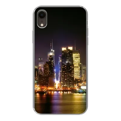 Produktbild von MuchoWow® Handyhülle Schutzhülle Hülle für iPhone XR New York - Skyline - Farben Silikon Softcase Handy Hülle - Schutzdeckel