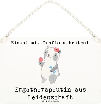 Produktbild von Mr. & Mrs. Panda Schild Ergotherapeutin Leidenschaft DIN A6 - Weiß - Geschenk, Lustig, Türschild, Spruch, Ausbildung, Witzig, wandtafel, holzbild, kleine aufmerksamkeit