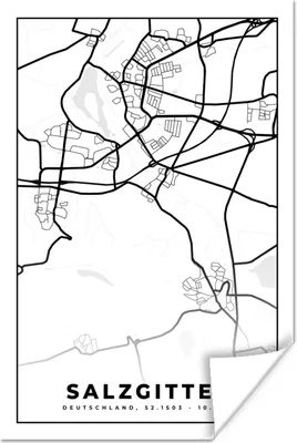 Produktbild von MuchoWow® Poster Stadtplan - Salzgitter - Karte 40x60 cm - Plakate für die Wand - Poster Babyzimmer