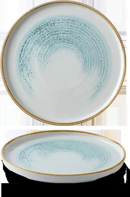 Produktbild von Churchill Super Vitrified Homespun Accents Flache Teller mit Steilrand, 26 cm, 6 Stück, Aquamarin, rund