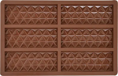 Produktbild von Schokoladenform mit 6 Mulden, rechteckige Silikonform für Schokoriegel, antihaftbeschichtet, für Waffeln, Käsekuchen, Pudding, Kuchen, Dessert