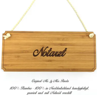 Produktbild von Mr. & Mrs. Panda Schild Notarzt - Geschenk, Holz Wegweiser, Landhaus, Geschenkidee, Holzschild, Infotafel, Graviert, Shabby, Werbeschild
