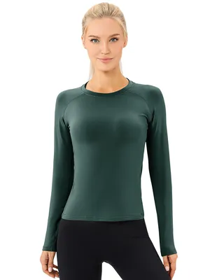 Produktbild von Thermounterwäsche Damen, Skiunterwäsche Winter Set Atmungsaktiv Lange Thermo Unterwäsche Tops Thermowäsche Unterhemd-Dunkelgrün-M