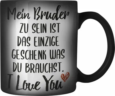 Produktbild von Trendation - Bruder Schwester Farbwechsel Zauber-Tasse Geschenk von Bruder Geschenkidee für Geschwister Karabiner Farbwechsel Zauber-Tasse Edelstahl (Schwarz)