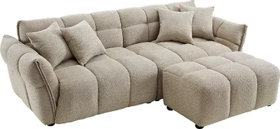 Produktbild von riess-ambiente Modernes XXL Sofa CLOUD 260cm beige Bouclé Federkern inkl. Kissen Couch Bigsofa