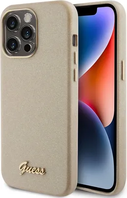 Produktbild von Guess Glitter Glossy Script Hülle Für Iphone 15 Pro Max - Gold