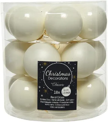 Produktbild von Elegantes 18-teiliges Set Glas Christbaumkugeln Weiß Matt & Glänzend 4cm Weihnachtsdeko
