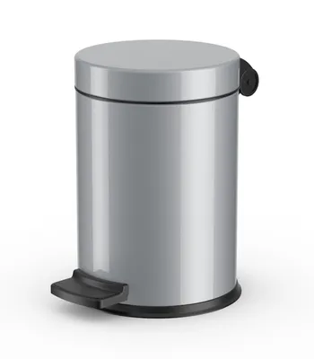 Produktbild von Hailo Tret-Kosmetikeimer Solid S 4l Ø18cm silber, 4 l, Rund, Metall, Silber, Kunststoff, Terrasse